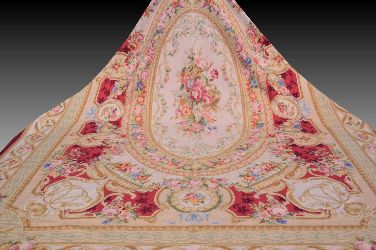  Grand Tapis aux points noués de style Aubusson – 4.45 x 3.00 Mètres - "Galerie Sardje"-photo-5
