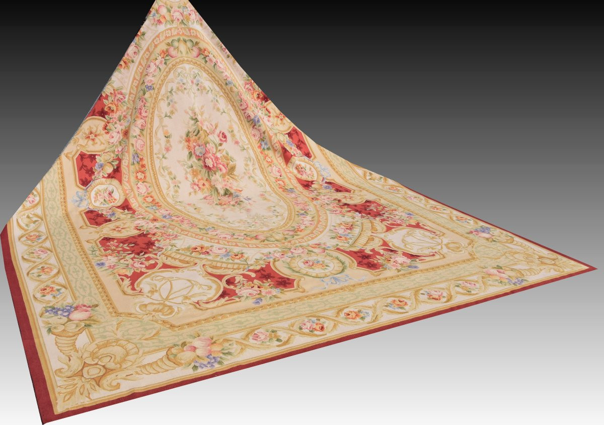  Grand Tapis aux points noués de style Aubusson – 4.45 x 3.00 Mètres - "Galerie Sardje"-photo-6
