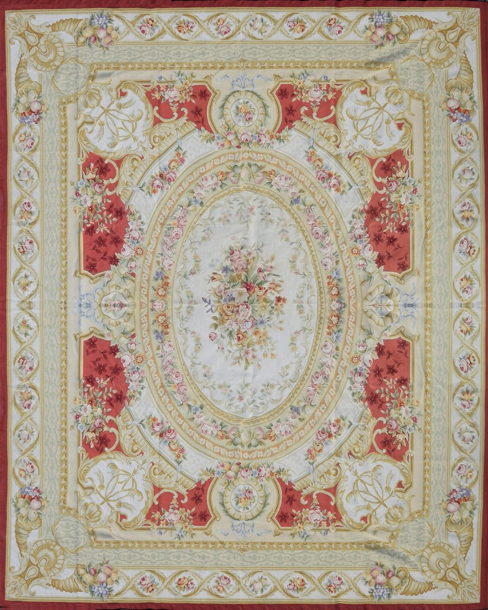 Large Aubusson-style Knotted Stitch Carpets - 4.65 X 3.70 Meters - -photo-8