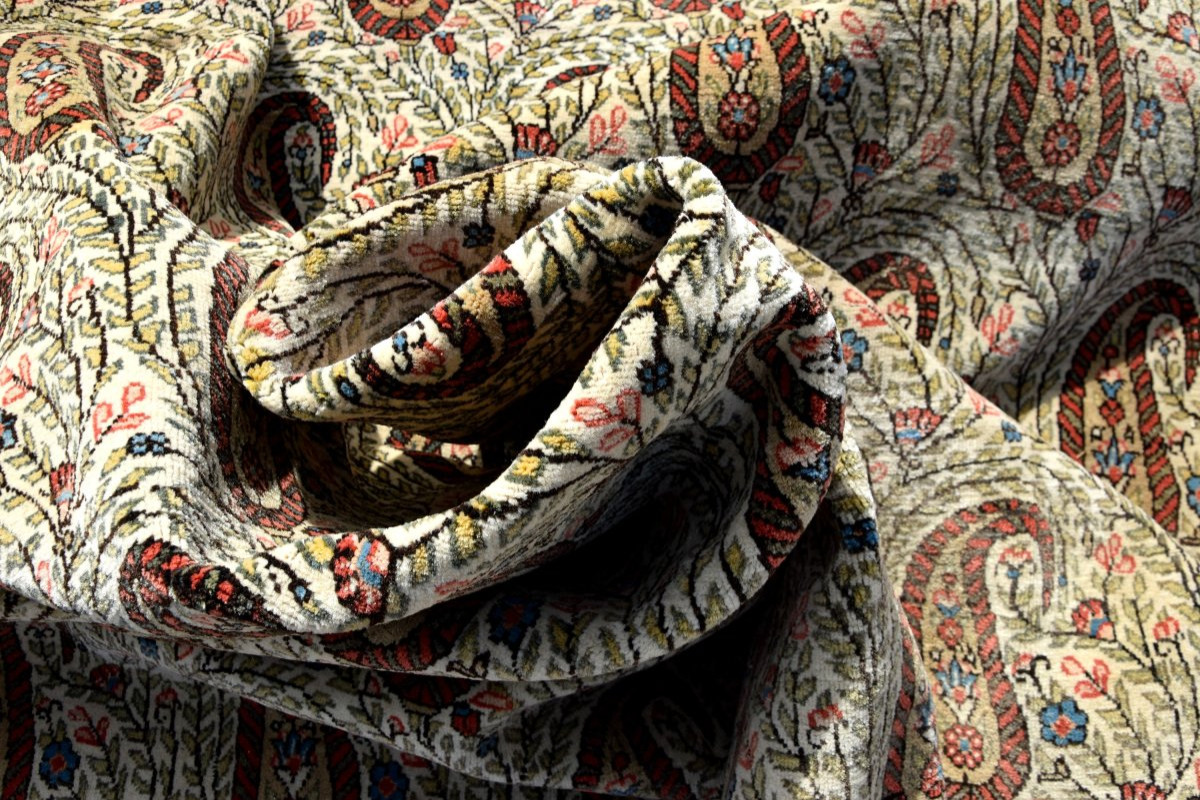 Large Iranian Ghoum Oriental Rug, Kurk Wool : 4.07 X 2.45 Mètres - -photo-5