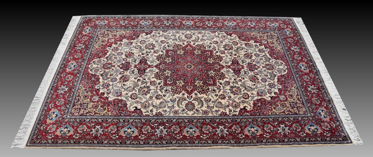 Sino-persian Isfahan Rug - Handmade - 3.005 X 2.00 Meters- "galerie Sardje"-photo-3