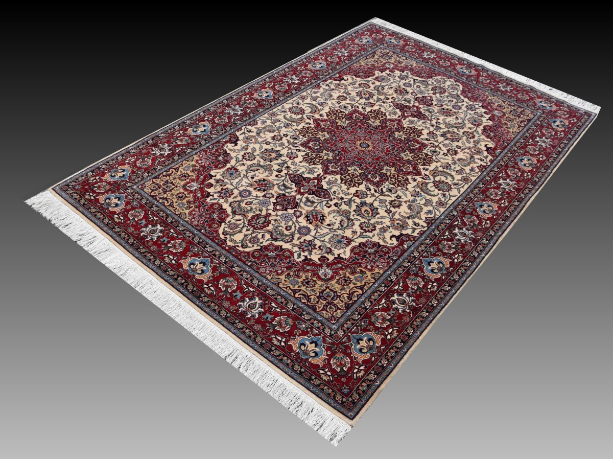 Sino-persian Isfahan Rug - Handmade - 3.005 X 2.00 Meters- "galerie Sardje"-photo-4