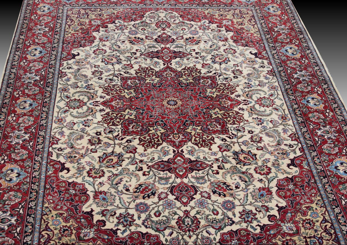 Sino-persian Isfahan Rug - Handmade - 3.005 X 2.00 Meters- "galerie Sardje"-photo-4