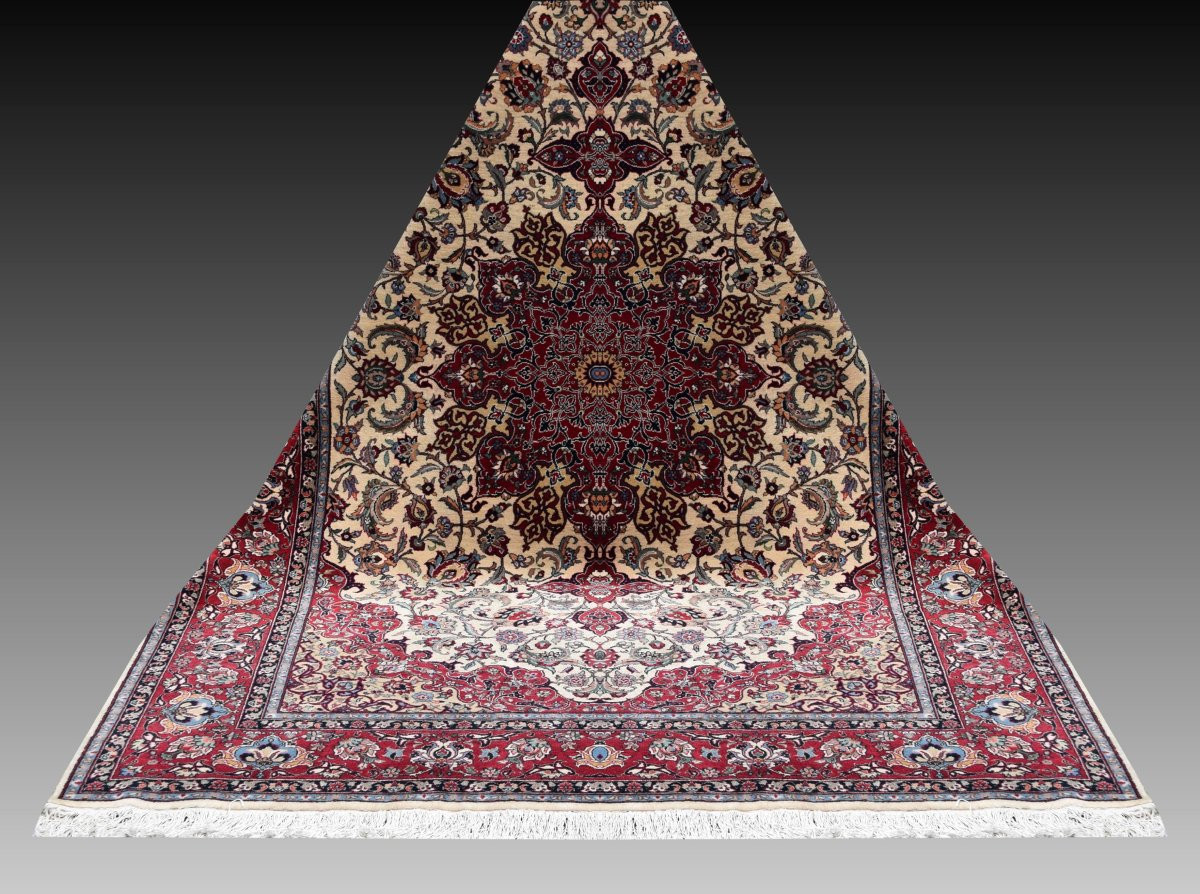 Sino-persian Isfahan Rug - Handmade - 3.005 X 2.00 Meters- "galerie Sardje"-photo-6