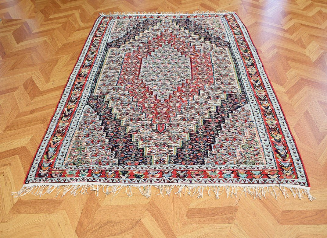 Kilim Senneh Iran: 200 X 295 Meters - Wool - "galerie Sardje"-photo-3