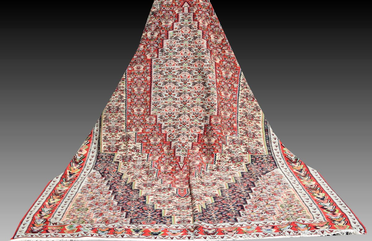 Kilim Senneh Iran: 200 X 295 Meters - Wool - "galerie Sardje"-photo-4