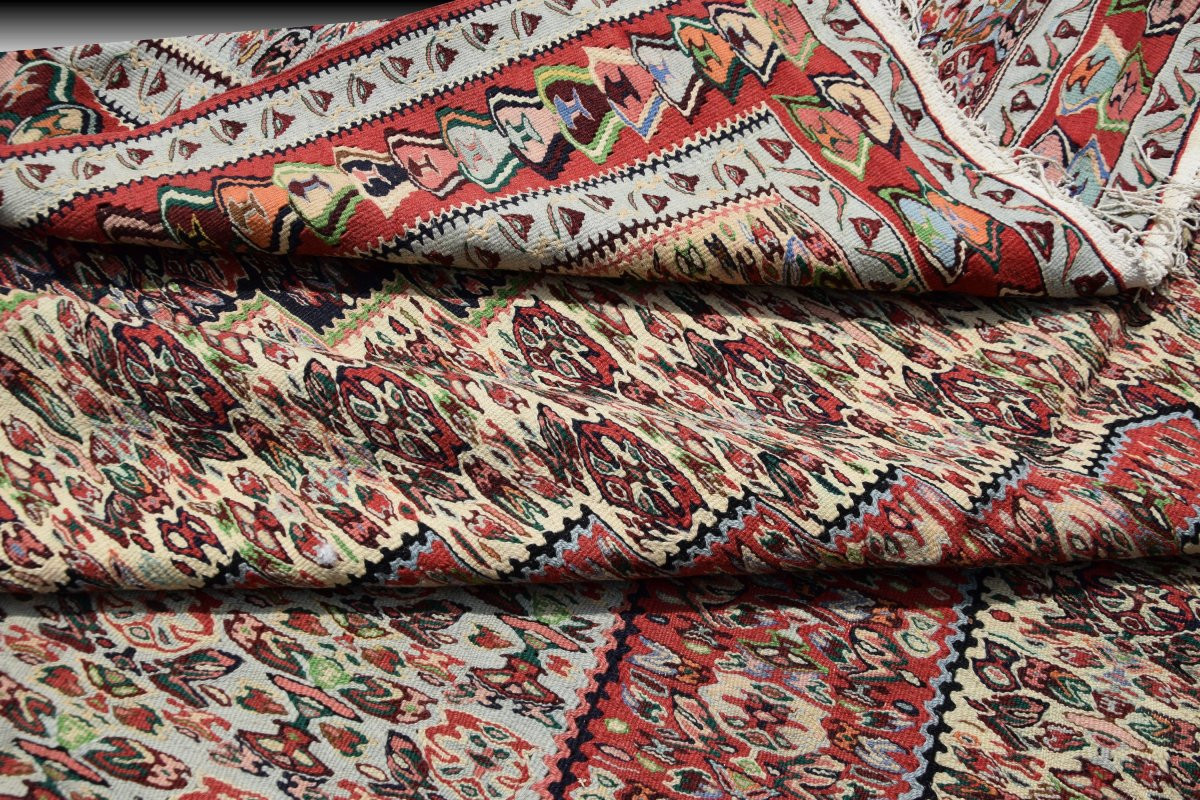 Kilim Senneh Iran: 200 X 295 Meters - Wool - "galerie Sardje"-photo-3