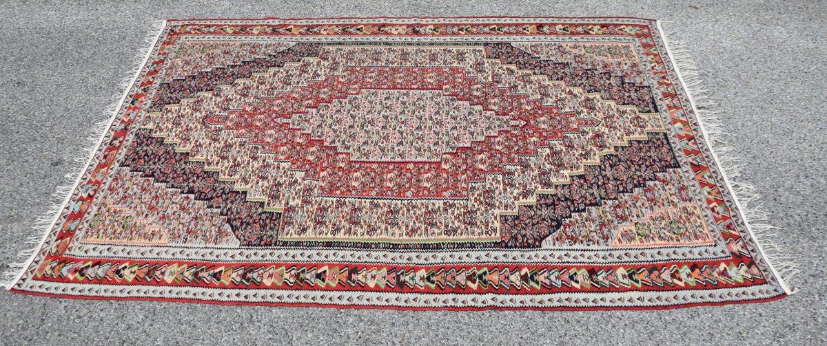 Kilim Senneh Iran: 200 X 295 Meters - Wool - "galerie Sardje"-photo-4