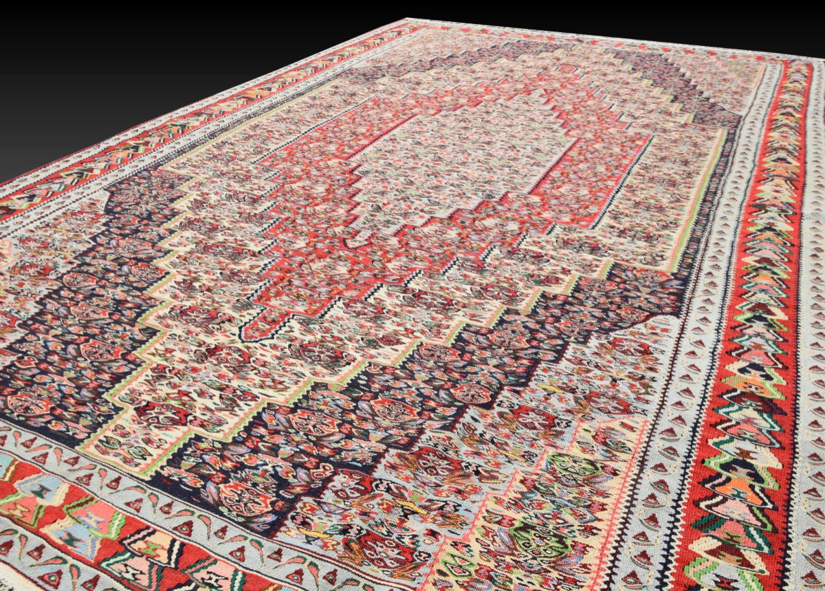 Kilim Senneh Iran: 200 X 295 Meters - Wool - "galerie Sardje"-photo-5