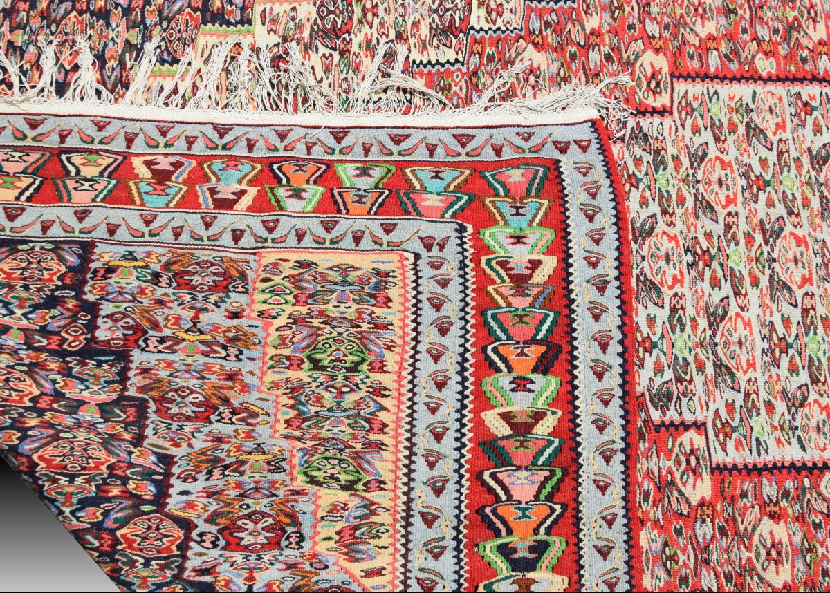 Kilim Senneh Iran: 200 X 295 Meters - Wool - "galerie Sardje"-photo-6