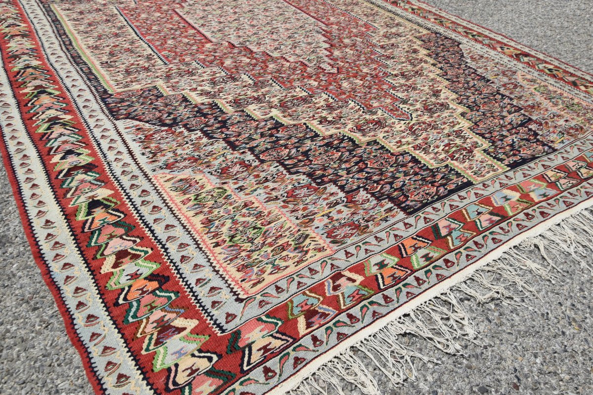 Kilim Senneh Iran: 200 X 295 Meters - Wool - "galerie Sardje"-photo-7
