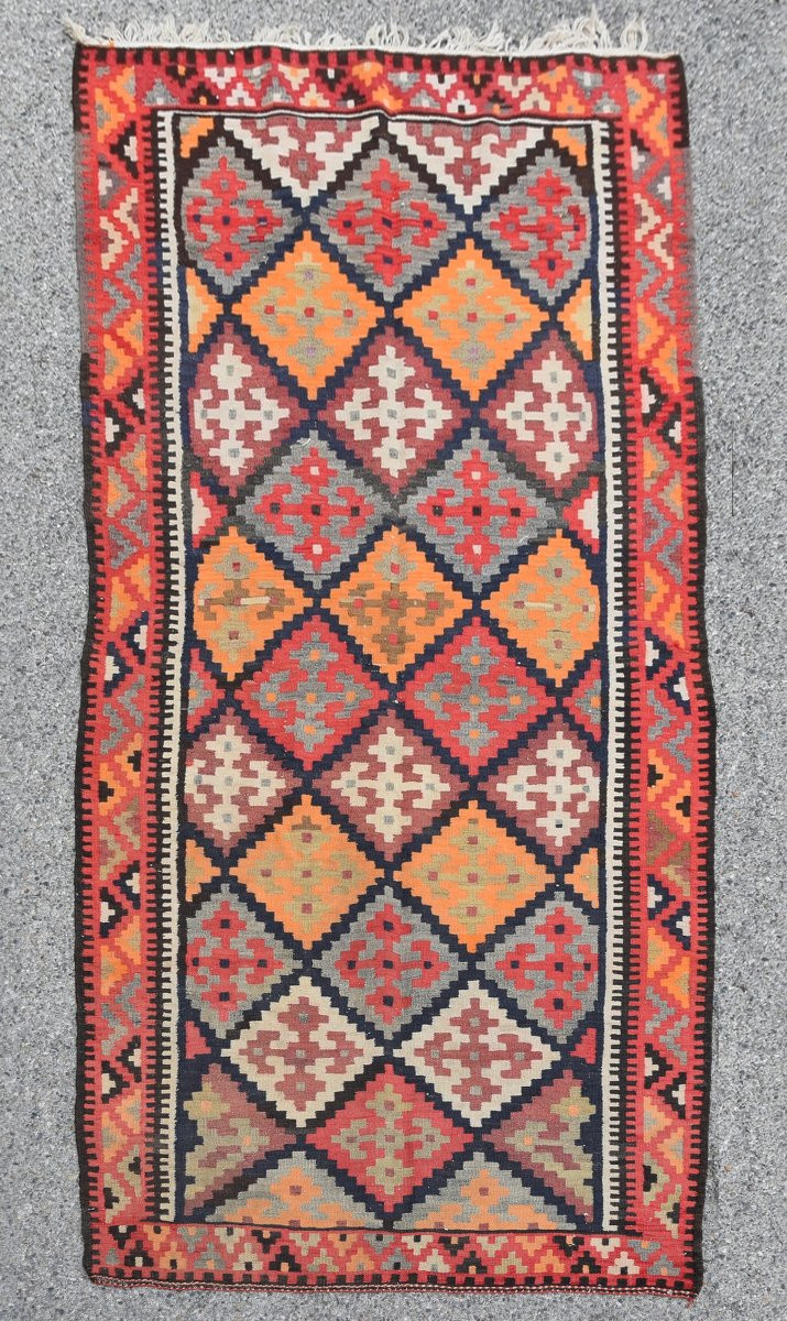 Tapis Kilim d'Orient Shiraz Gashgaï  :   3.10 X 1.23 Mètres- "Galerie Sardje" -photo-2