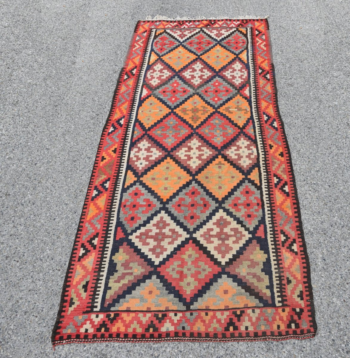 Tapis Kilim d'Orient Shiraz Gashgaï  :   3.10 X 1.23 Mètres- "Galerie Sardje" -photo-3