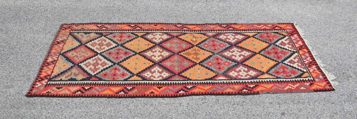 Tapis Kilim d'Orient Shiraz Gashgaï  :   3.10 X 1.23 Mètres- "Galerie Sardje" -photo-1