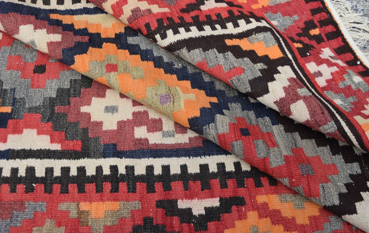 Tapis Kilim d'Orient Shiraz Gashgaï  :   3.10 X 1.23 Mètres- "Galerie Sardje" -photo-3