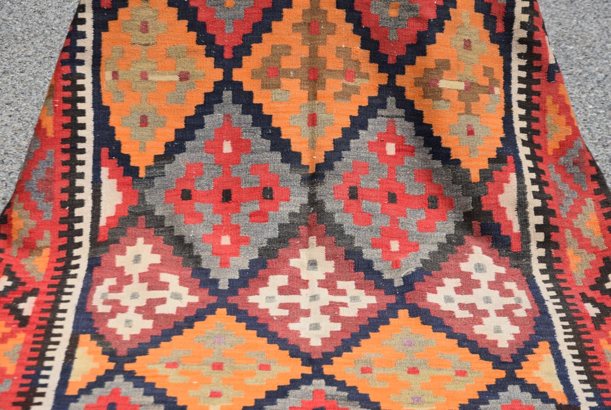 Tapis Kilim d'Orient Shiraz Gashgaï  :   3.10 X 1.23 Mètres- "Galerie Sardje" -photo-5