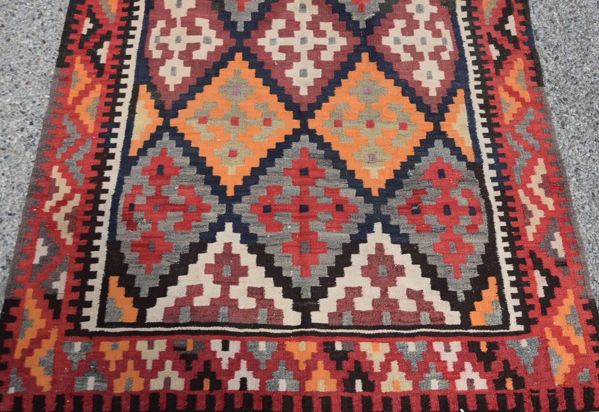Tapis Kilim d'Orient Shiraz Gashgaï  :   3.10 X 1.23 Mètres- "Galerie Sardje" -photo-6