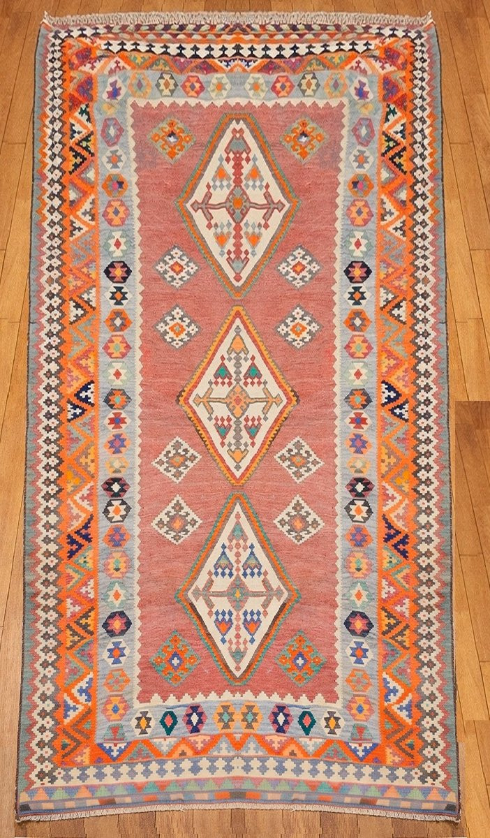 Kilim d'Orient Shiraz Gashgaï Antique Rug : 1.50 X 3.50 Mètres- "galerie Sardje"-photo-2