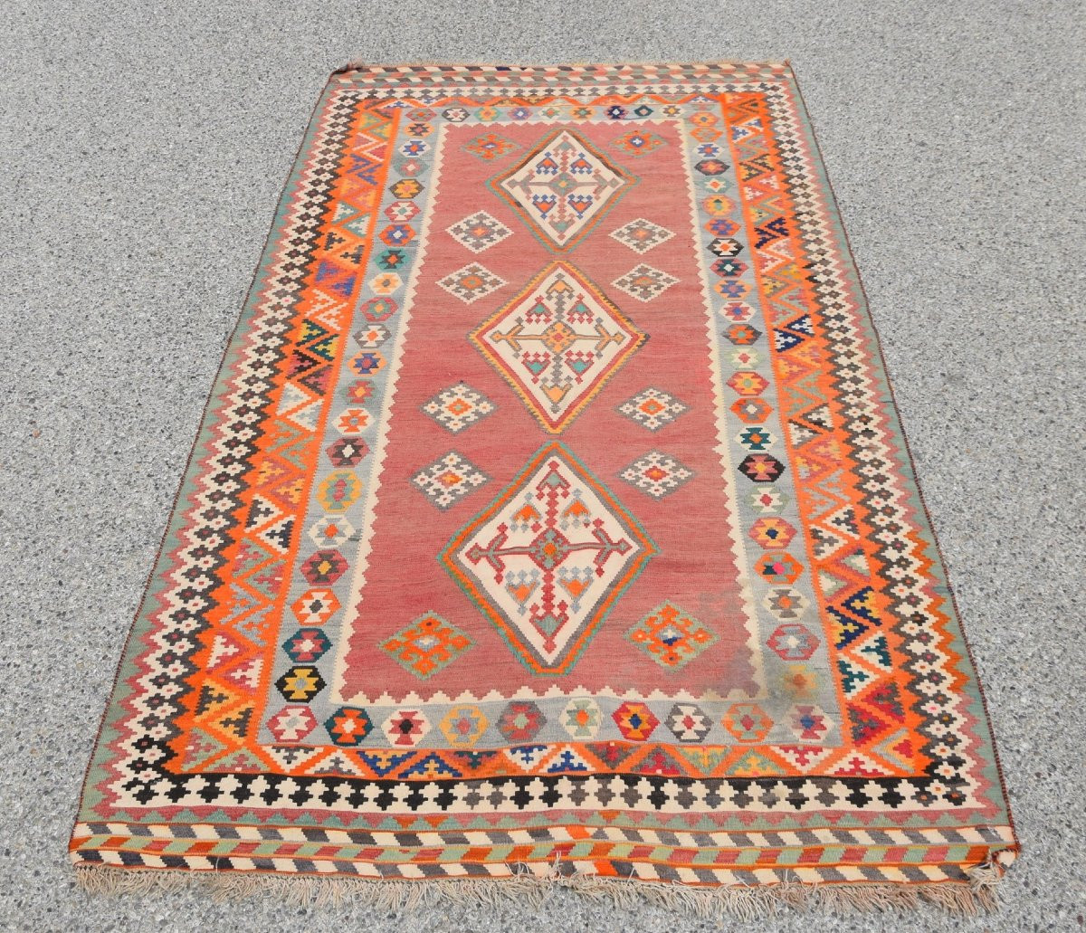Kilim d'Orient Shiraz Gashgaï Antique Rug : 1.50 X 3.50 Mètres- "galerie Sardje"-photo-3