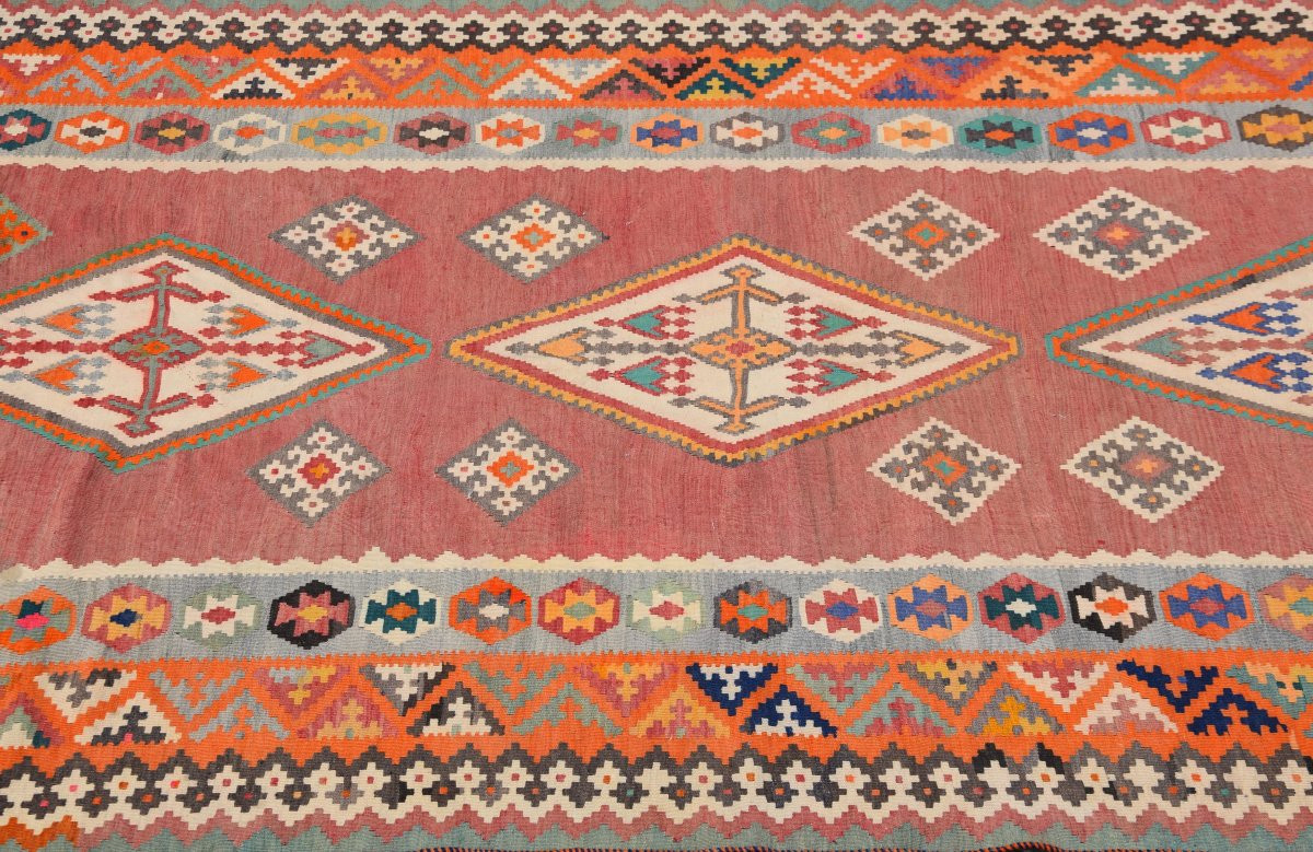 Kilim d'Orient Shiraz Gashgaï Antique Rug : 1.50 X 3.50 Mètres- "galerie Sardje"-photo-2