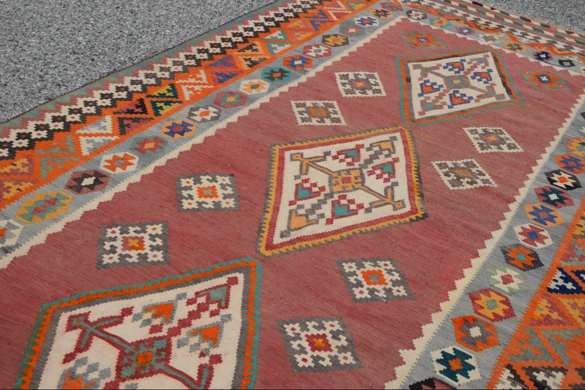 Kilim d'Orient Shiraz Gashgaï Antique Rug : 1.50 X 3.50 Mètres- "galerie Sardje"-photo-3