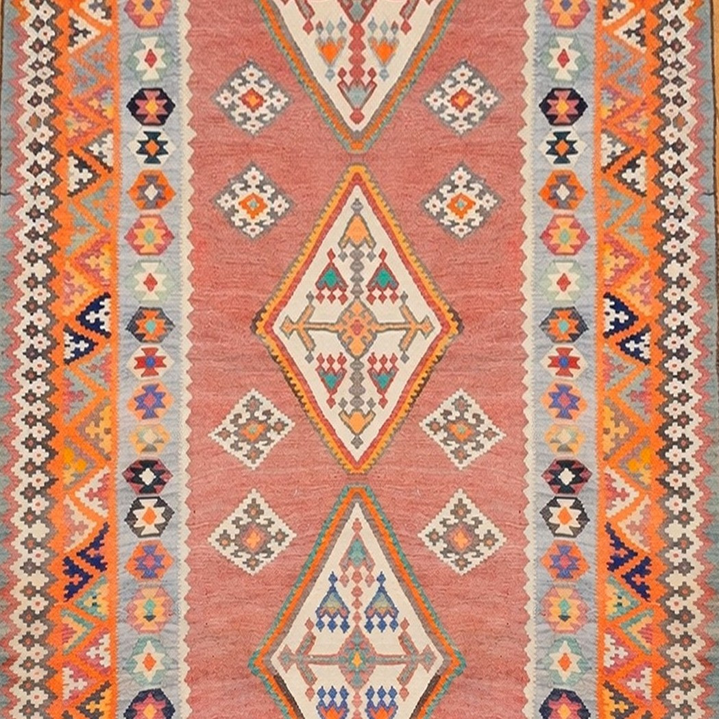 Kilim d'Orient Shiraz Gashgaï Antique Rug : 1.50 X 3.50 Mètres- "galerie Sardje"