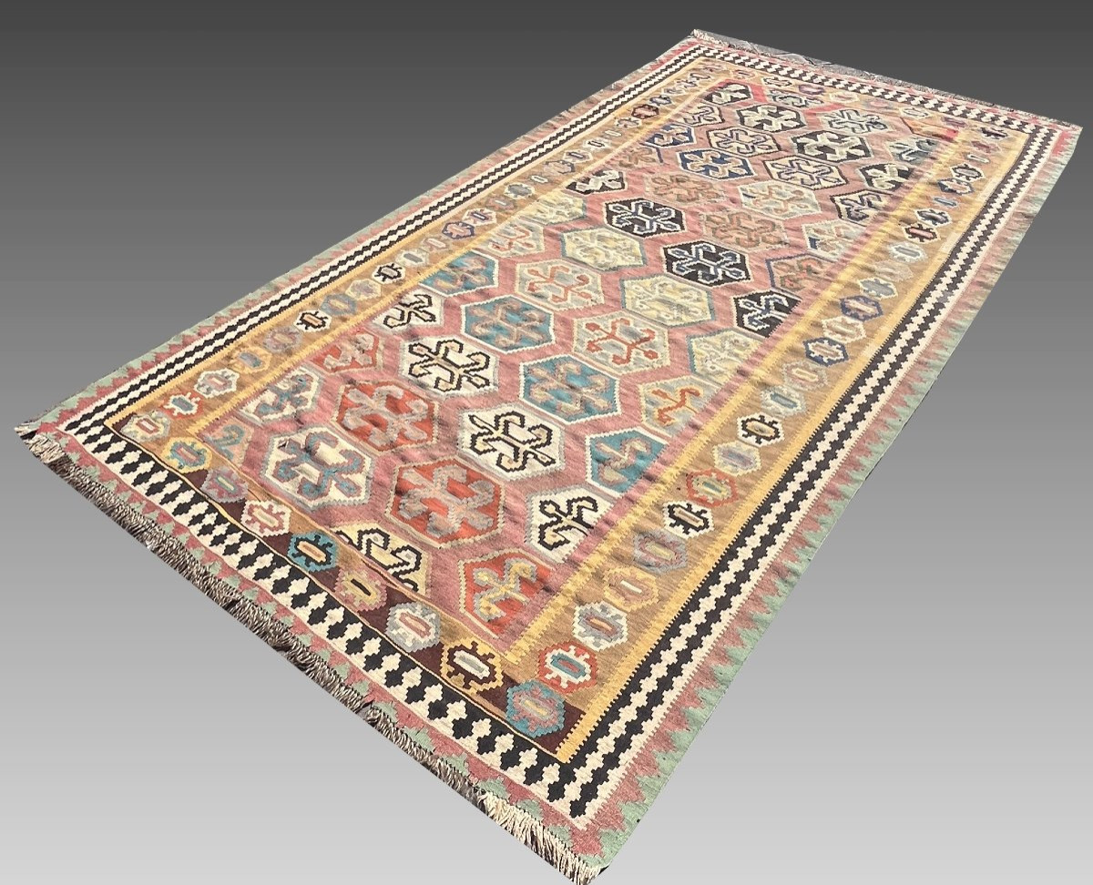 Tapis Kilim Shiraz Gashgaï : 1.57 x 2.77 Mètres- "Galerie Sardje"-photo-4