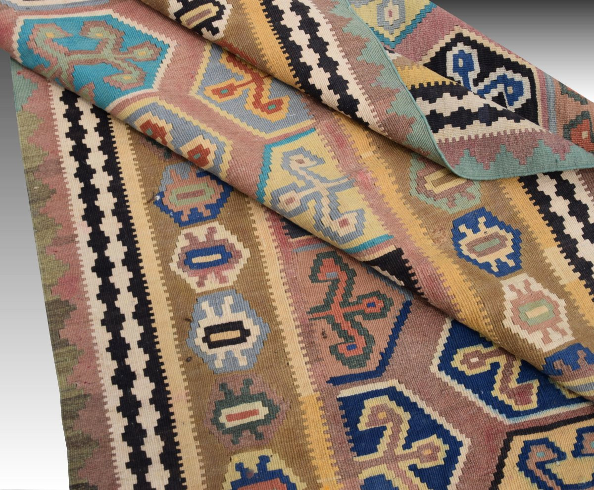 Tapis Kilim Shiraz Gashgaï : 1.57 x 2.77 Mètres- "Galerie Sardje"-photo-6