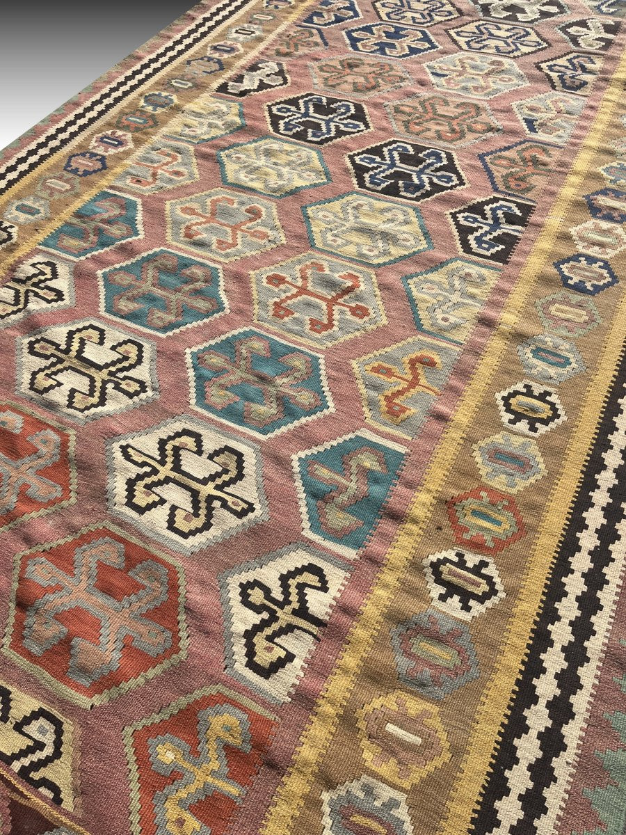 Tapis Kilim Shiraz Gashgaï : 1.57 x 2.77 Mètres- "Galerie Sardje"-photo-8