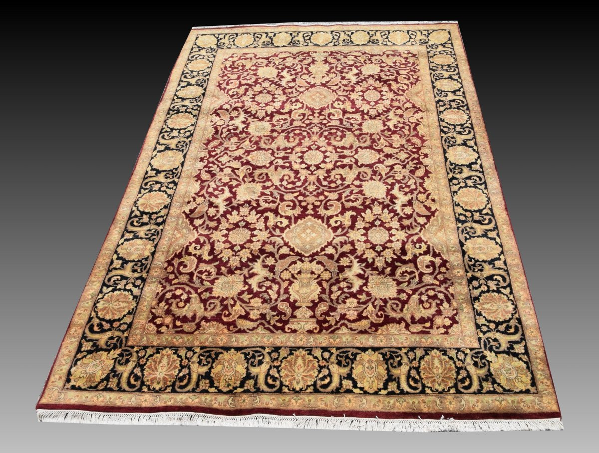 Tapis d'orient AGRA Inde : 2.10 x 3.03 Mètres - "Galerie Sardje"-photo-3