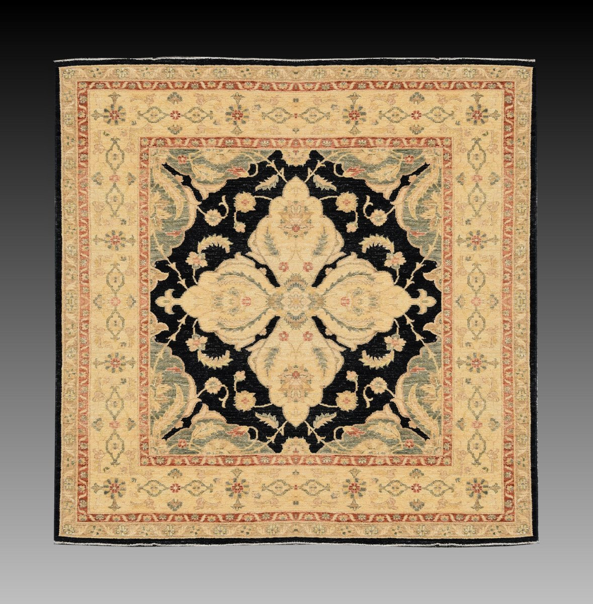 Tapis d'Orient Ziegler : 1.96 x 2.10 Mètres - Laine Fait Main "Galerie Sardje"-photo-2