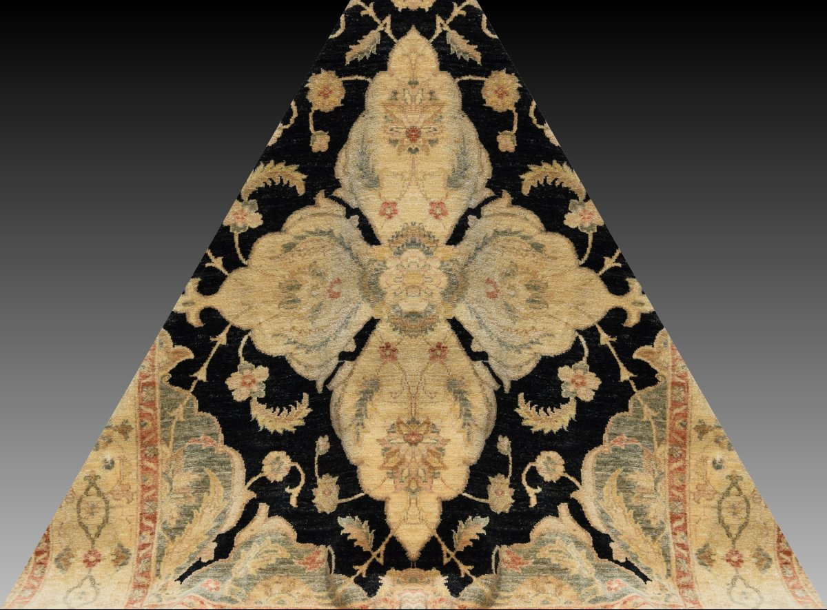 Tapis d'Orient Ziegler : 1.96 x 2.10 Mètres - Laine Fait Main "Galerie Sardje"-photo-4