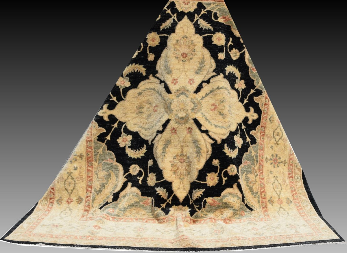 Tapis d'Orient Ziegler : 1.96 x 2.10 Mètres - Laine Fait Main "Galerie Sardje"-photo-5
