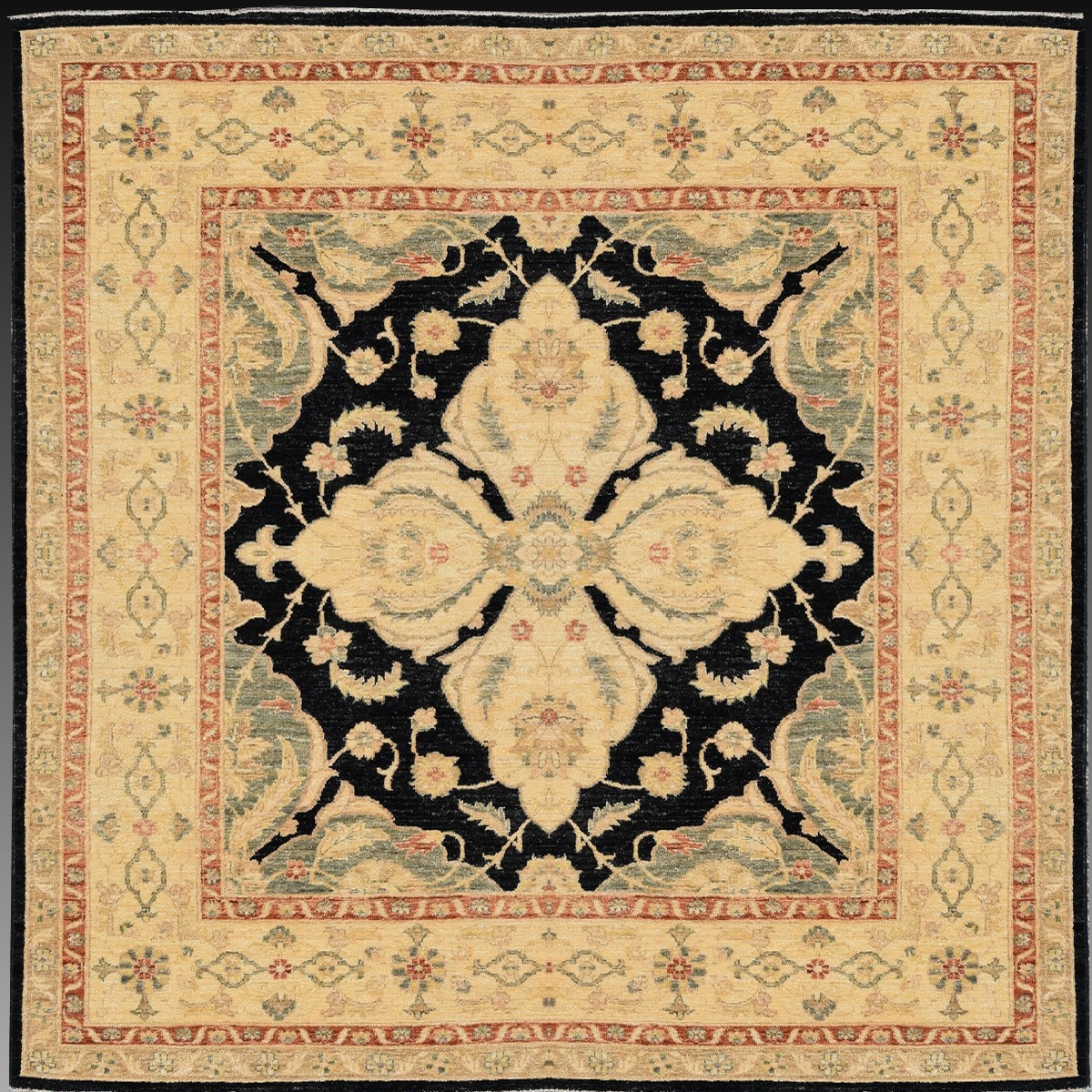 Tapis d'Orient Ziegler : 1.96 x 2.10 Mètres - Laine Fait Main "Galerie Sardje"