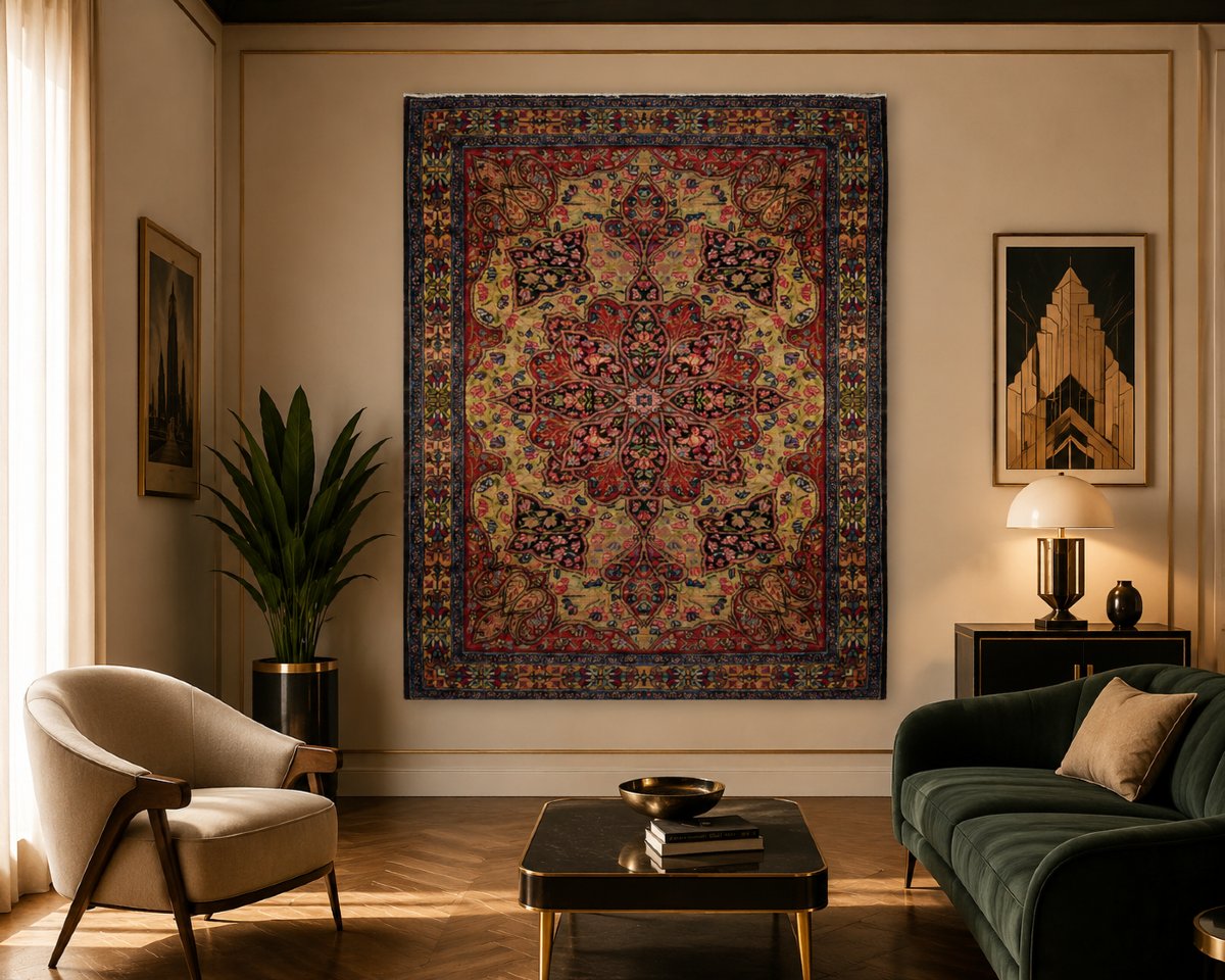 Tapis d'orient Kirman Raver Iran : 190 x 135 Cm - "Galerie Sardje"-photo-1