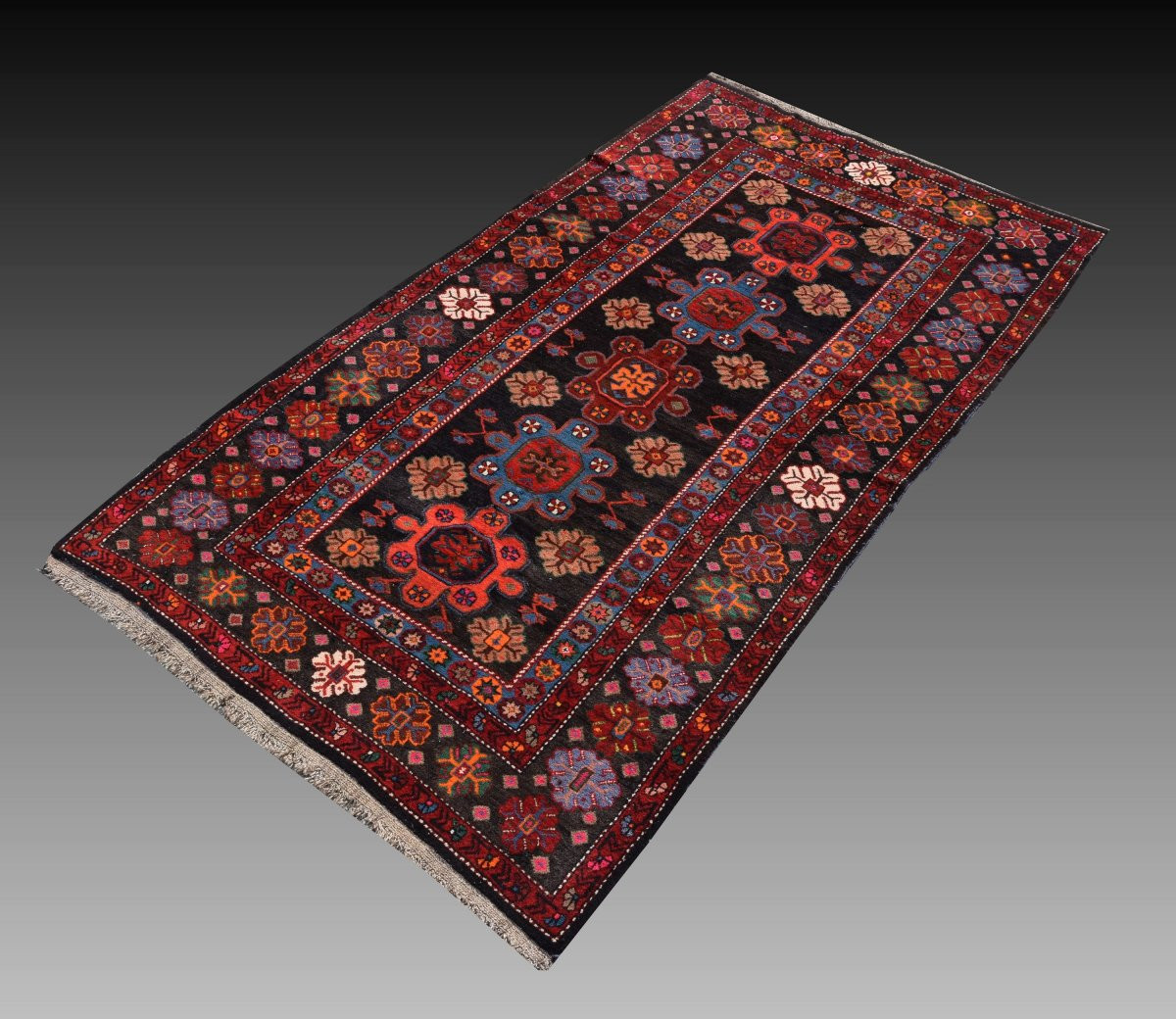 Tapis KAZAK Caucasien – Noué main – 243 x 140 cm- "Galerie Sardje" -photo-1