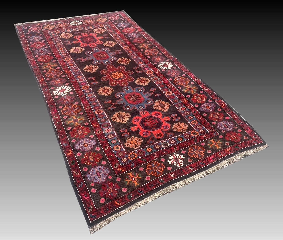 Tapis KAZAK Caucasien – Noué main – 243 x 140 cm- "Galerie Sardje" -photo-8