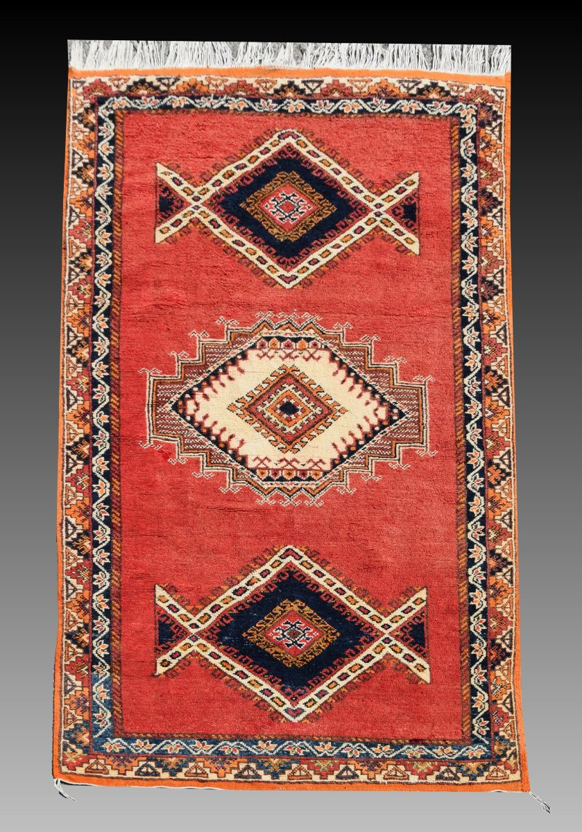 Moroccan Carpet (taznakht), Middle Atlas, Mid-20th Century: 150x250 Cm "galerie Sardje"-photo-2