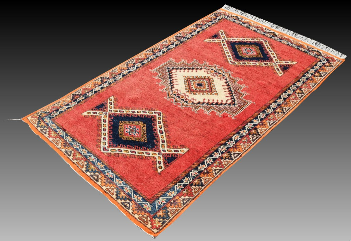 Moroccan Carpet (taznakht), Middle Atlas, Mid-20th Century: 150x250 Cm "galerie Sardje"-photo-3