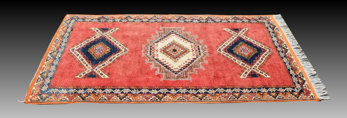 Moroccan Carpet (taznakht), Middle Atlas, Mid-20th Century: 150x250 Cm "galerie Sardje"-photo-4