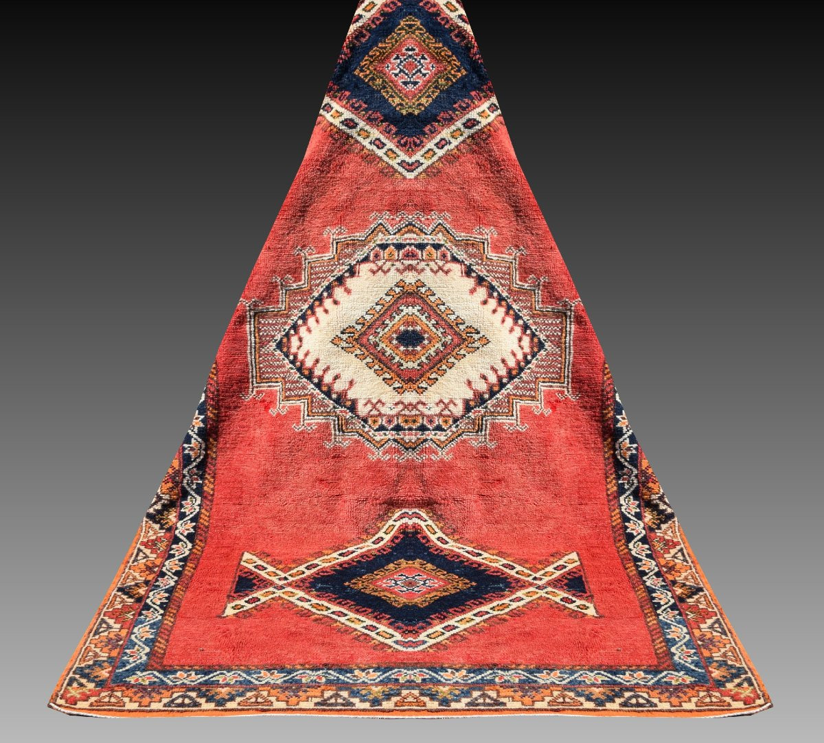 Moroccan Carpet (taznakht), Middle Atlas, Mid-20th Century: 150x250 Cm "galerie Sardje"-photo-3