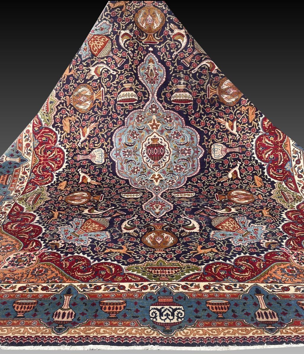 Large Persian Rug Kāshmar Iran : 380 X 290 Cm-galerie Sardje"-photo-7