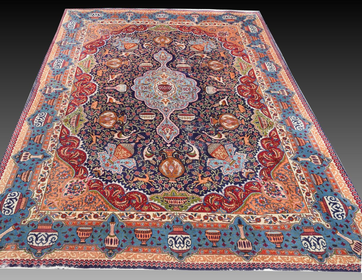 Large Persian Rug Kāshmar Iran : 380 X 290 Cm-galerie Sardje"-photo-6