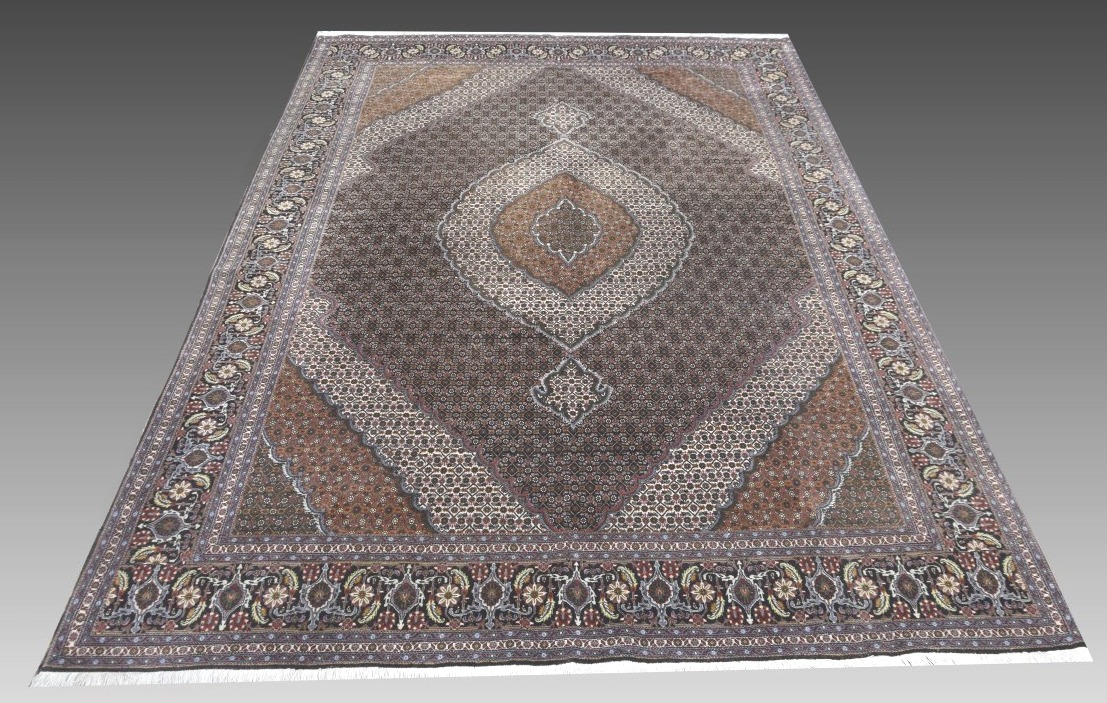 Grand Tapis d'Orient Tabriz Iran Laine et Soie: 3.50 x 2.50 Mètres - "Galerie Sardje"-photo-3