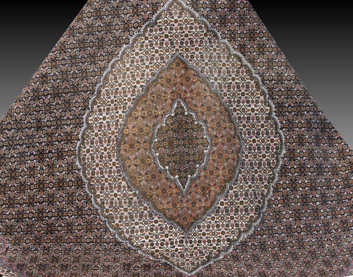 Grand Tapis d'Orient Tabriz Iran Laine et Soie: 3.50 x 2.50 Mètres - "Galerie Sardje"-photo-3