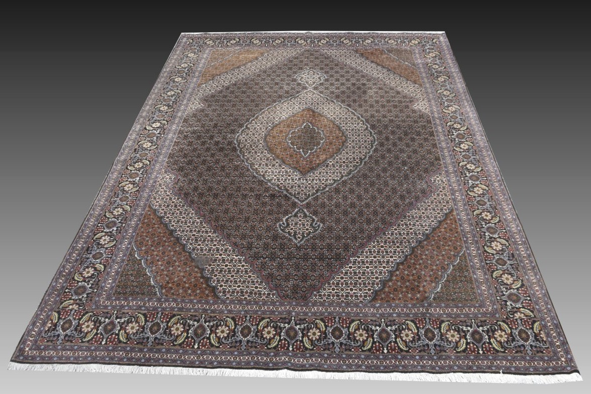 Grand Tapis d'Orient Tabriz Iran Laine et Soie: 3.50 x 2.50 Mètres - "Galerie Sardje"-photo-2