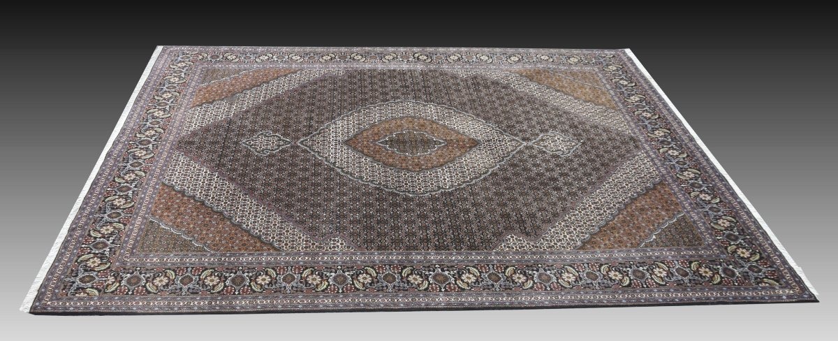 Grand Tapis d'Orient Tabriz Iran Laine et Soie: 3.50 x 2.50 Mètres - "Galerie Sardje"-photo-4