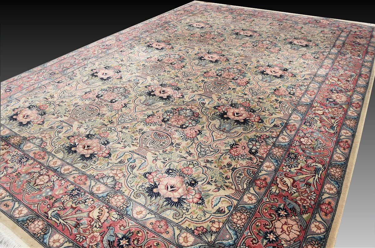 Oriental Kashmir Wool Carpet -  312 × 214 Cm  - Very Good Condition "galerie Sardje"-photo-4
