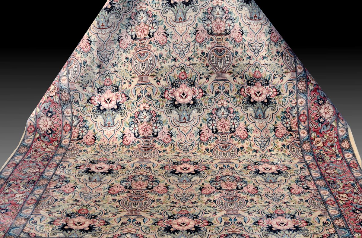 Oriental Kashmir Wool Carpet -  312 × 214 Cm  - Very Good Condition "galerie Sardje"-photo-2