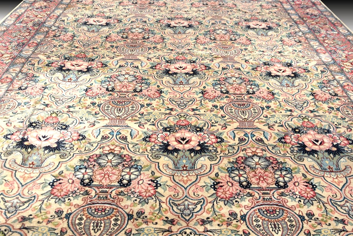Oriental Kashmir Wool Carpet -  312 × 214 Cm  - Very Good Condition "galerie Sardje"-photo-3